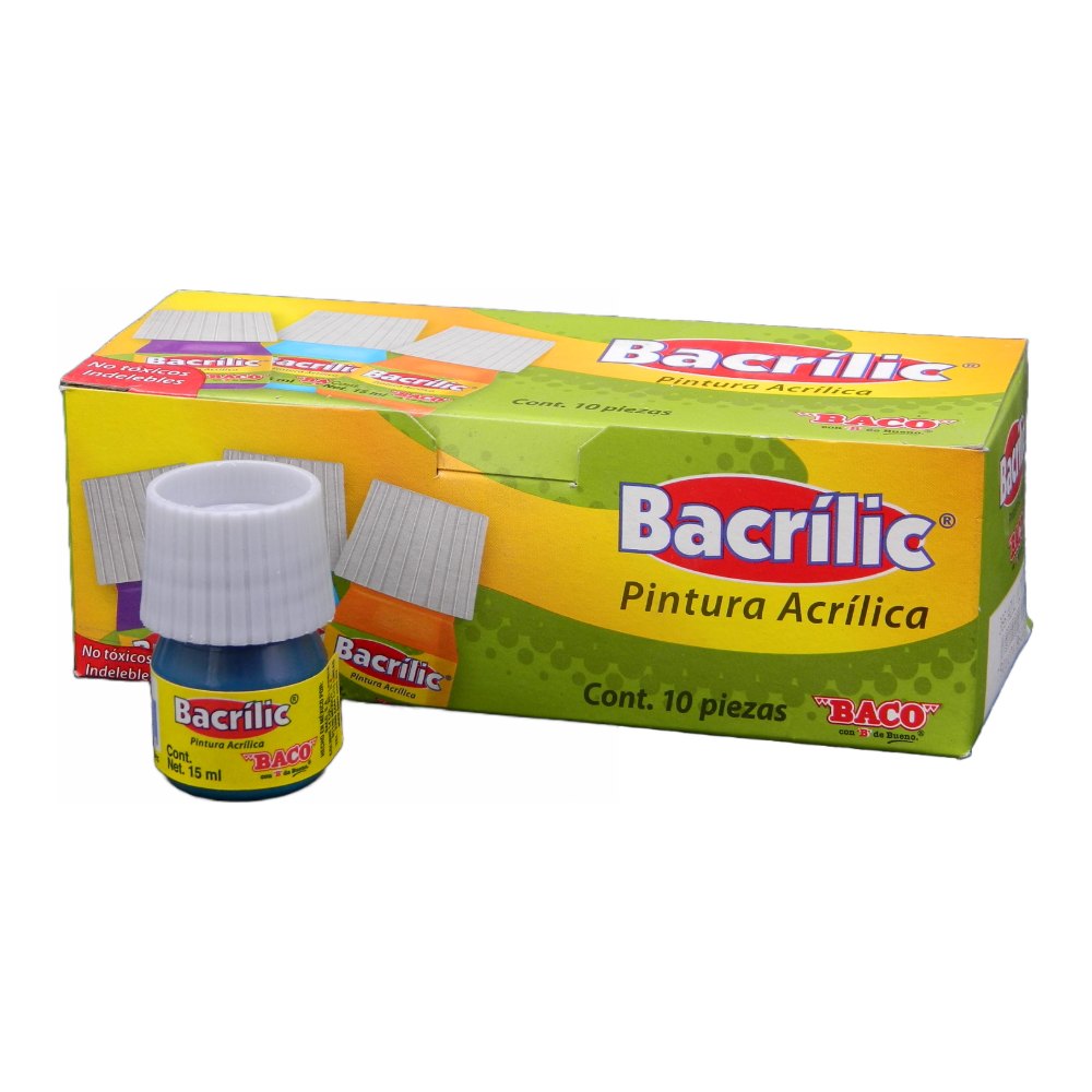 Pintura Acrilica Bacrilic 365 Azul Turquesa 20 ml C/ 10 pzs Baco