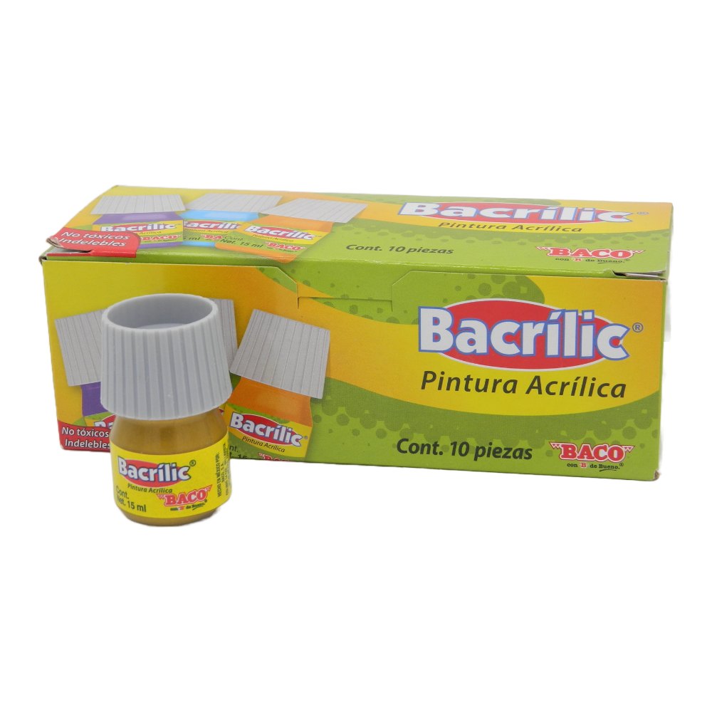 Pintura Acrilica Bacrilic 368 Oro Rico 20 ml C/ 10 pzs Baco