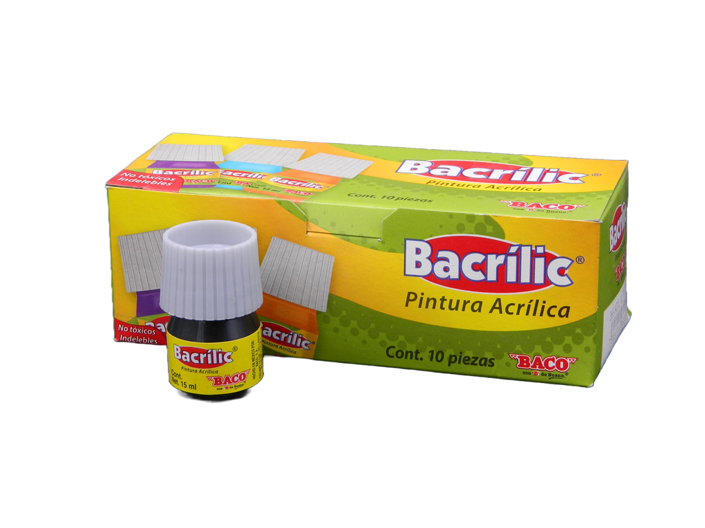Pintura Acrilica 373 Negro 15 ml C/ 10 pzs Baco