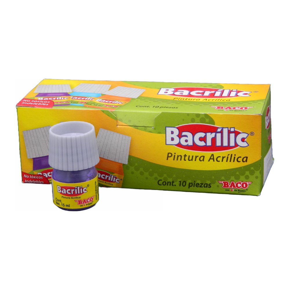 Pintura Acrilica Bacrilic 383 Lila Pastel 20 ml C/ 10 pzs Baco
