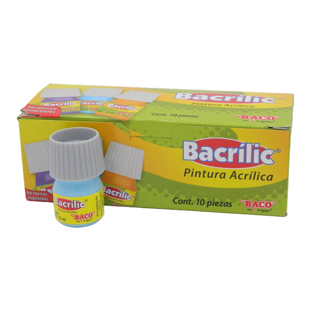 Pintura Acrilica Bacrilic 384 Azul Pastel 20 ml C/ 10 pzs Baco