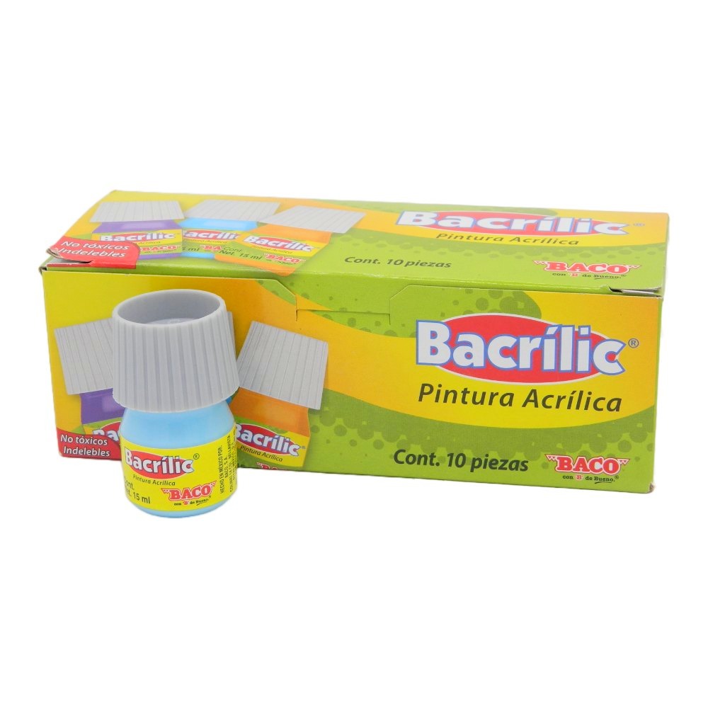 Pintura Acrilica Bacrilic 384 Azul Pastel 20 ml C/ 10 pzs Baco