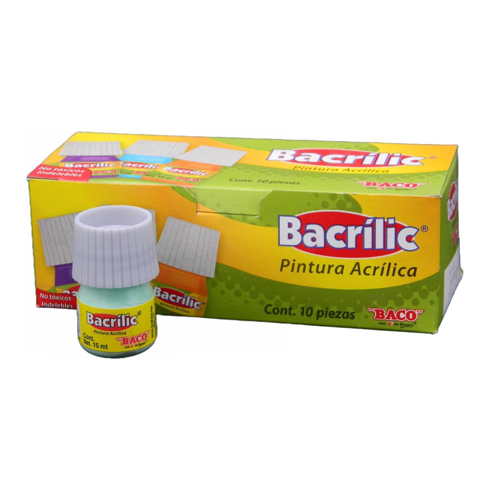 Pintura Acrilica Bacrilic 385 Verde Pastel 20 ml C/ 10 pzs Baco