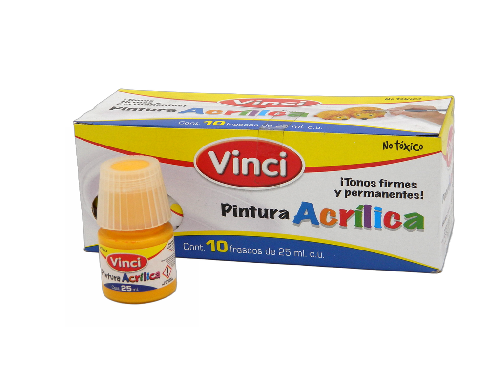 Pintura Acrilica Vinci 011 Amarillo Medio 25 ml C/ 10 pzs Dixon