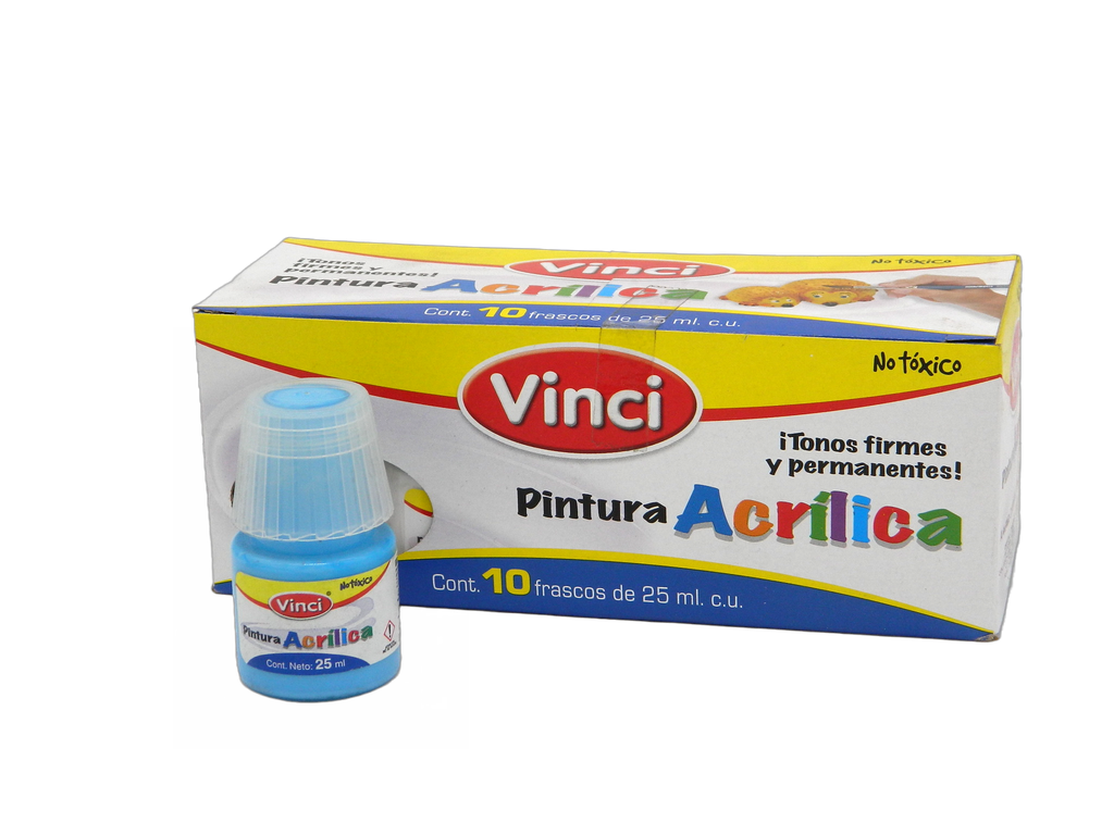 Pintura Acrilica Vinci 022 Azul Pastel 25 ml C/ 10 pzs Dixon