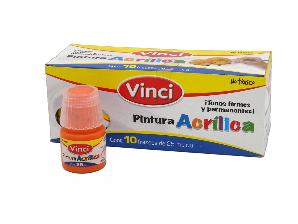 Pintura Acrilica Vinci 070 Naranja 25 ml C/ 10 pzs Dixon