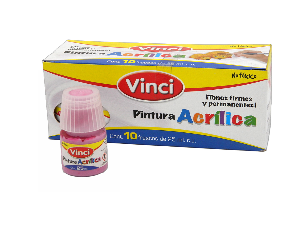 Pintura Acrilica Vinci 091 Carmin Claro 25 ml C/ 10 pzs Dixon