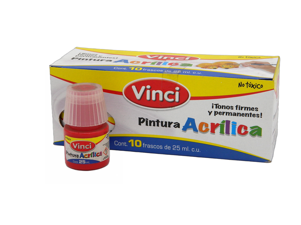 Pintura Acrilica Vinci 093 Rojo Toluidina 25 ml C/ 10 pzs Dixon
