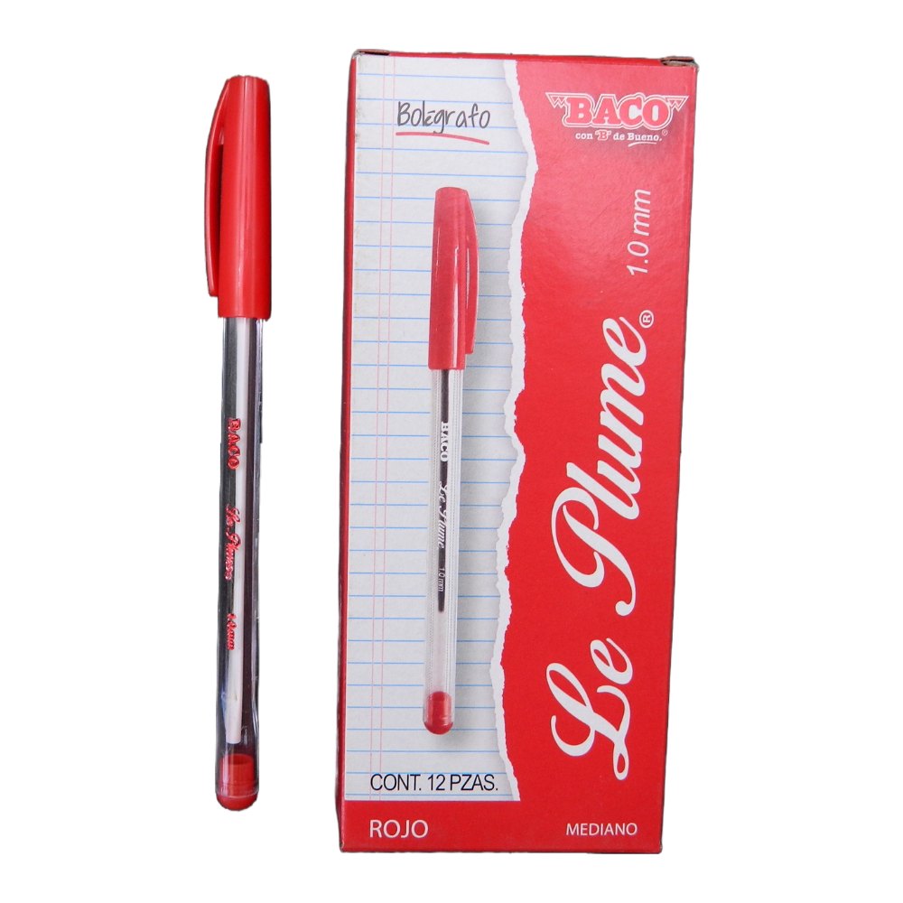 Pluma Le Plume 1.0 mm P/ Mediano Rojo C/ 12 pzs Baco