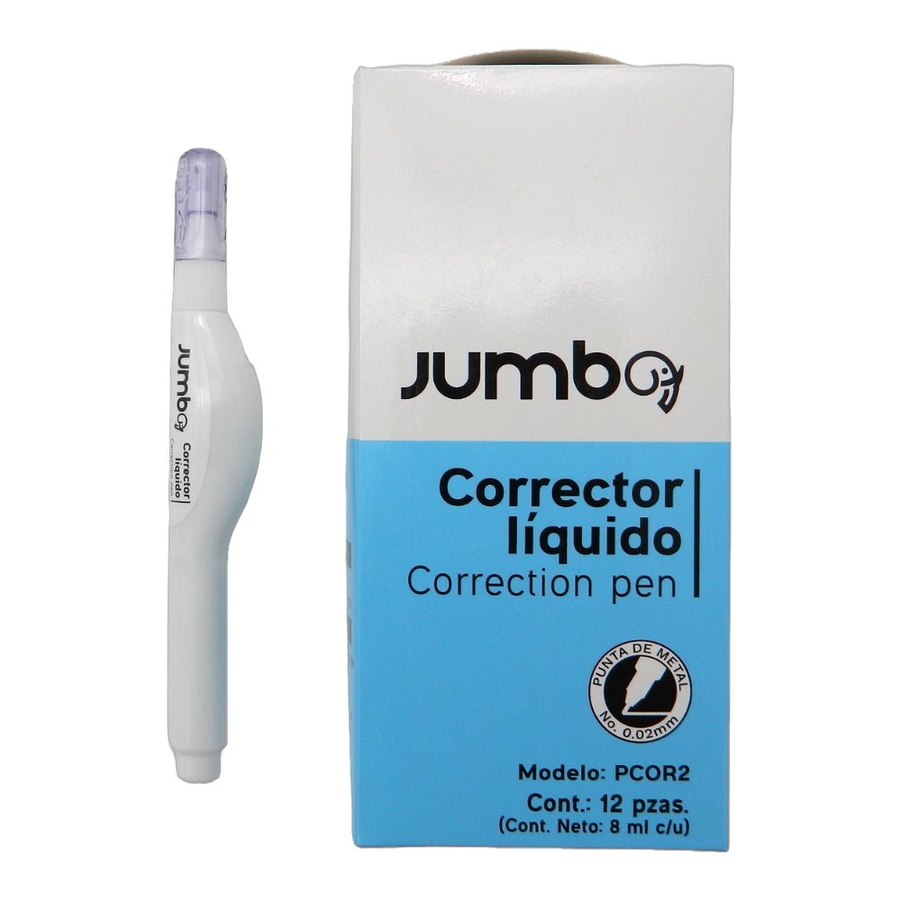 Pluma Correctora 8 ml C/ 12 pzs Jumbo