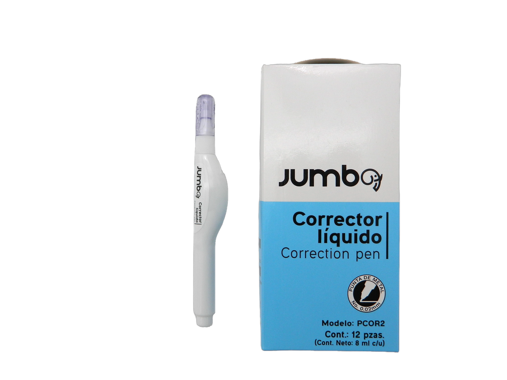 Pluma Correctora 8 ml C/ 12 pzs Jumbo