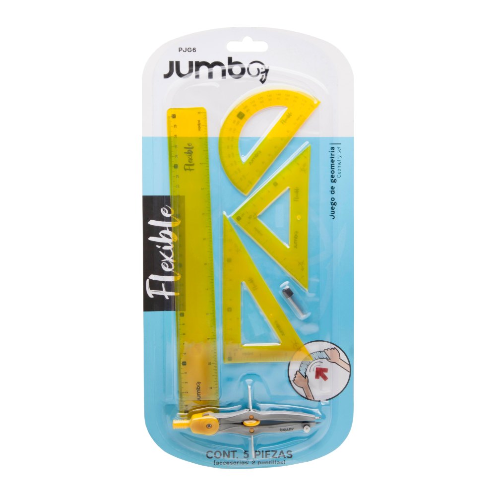 Juego Geometrico Flexible Mediano C/ Compas Plastico Jumbo