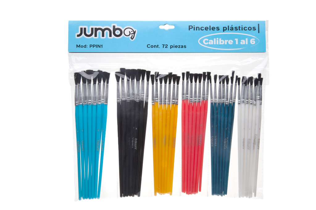 Pincel Escolar Acuarela 1 a 6 C/ 72 pzs Jumbo