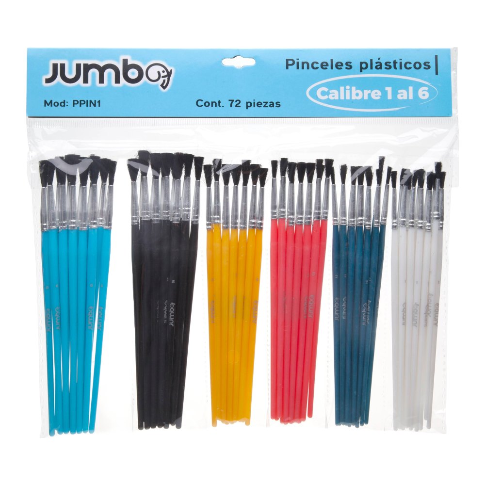 Pincel Escolar Acuarela 1 a 6 C/ 72 pzs Jumbo