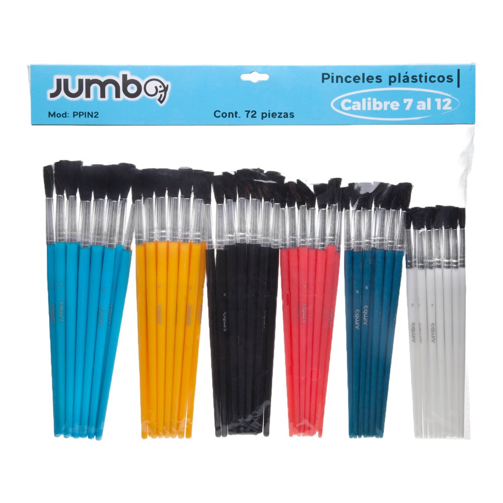 Pincel Escolar Acuarela 7 a 12 C/ 72 pzs Jumbo
