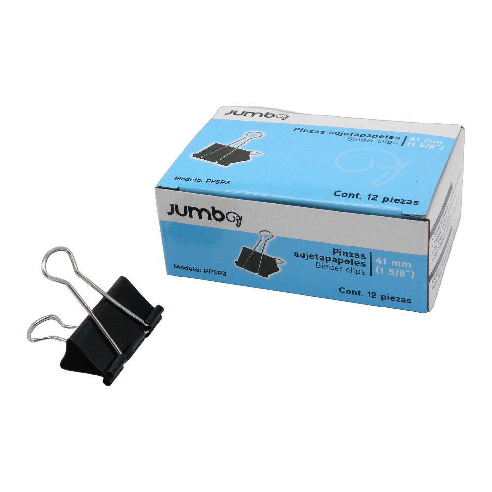 Binder Clip 41 mm 1 5/8" C/ 12 pzs Jumbo