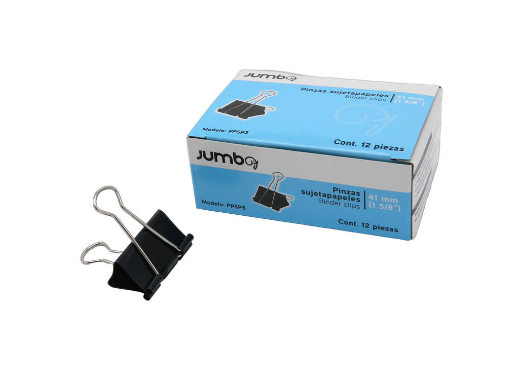 Binder Clip 41 mm 1 5/8" C/ 12 pzs Jumbo