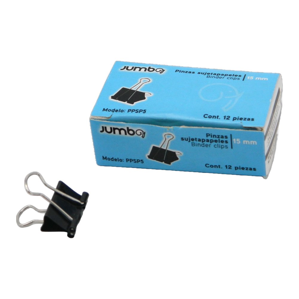Binder Clip 15 mm 1/2" C/ 12 pzs Jumbo