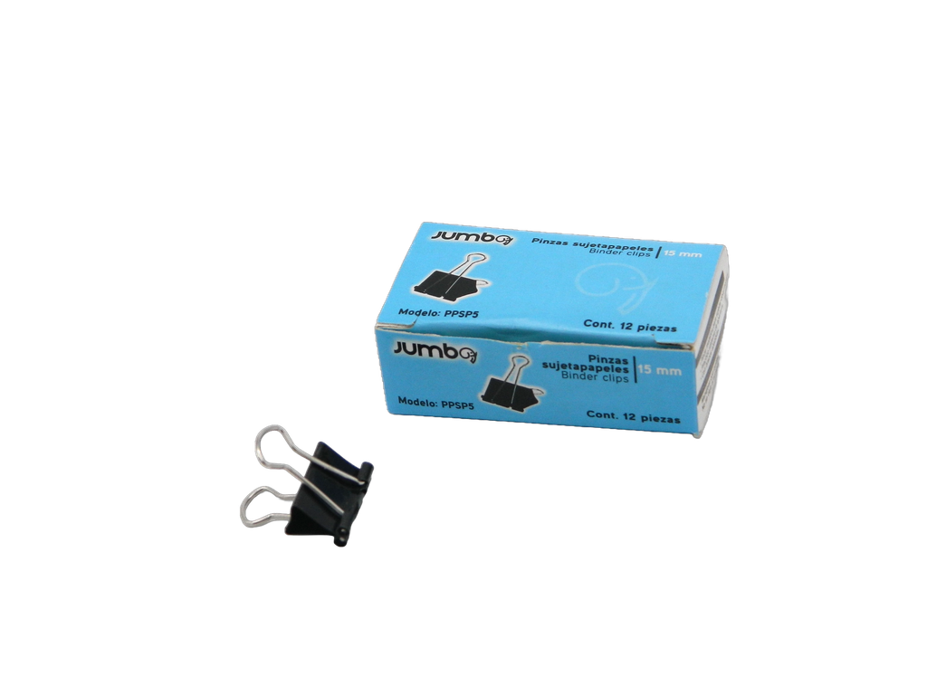 Binder Clip 15 mm 1/2" C/ 12 pzs Jumbo