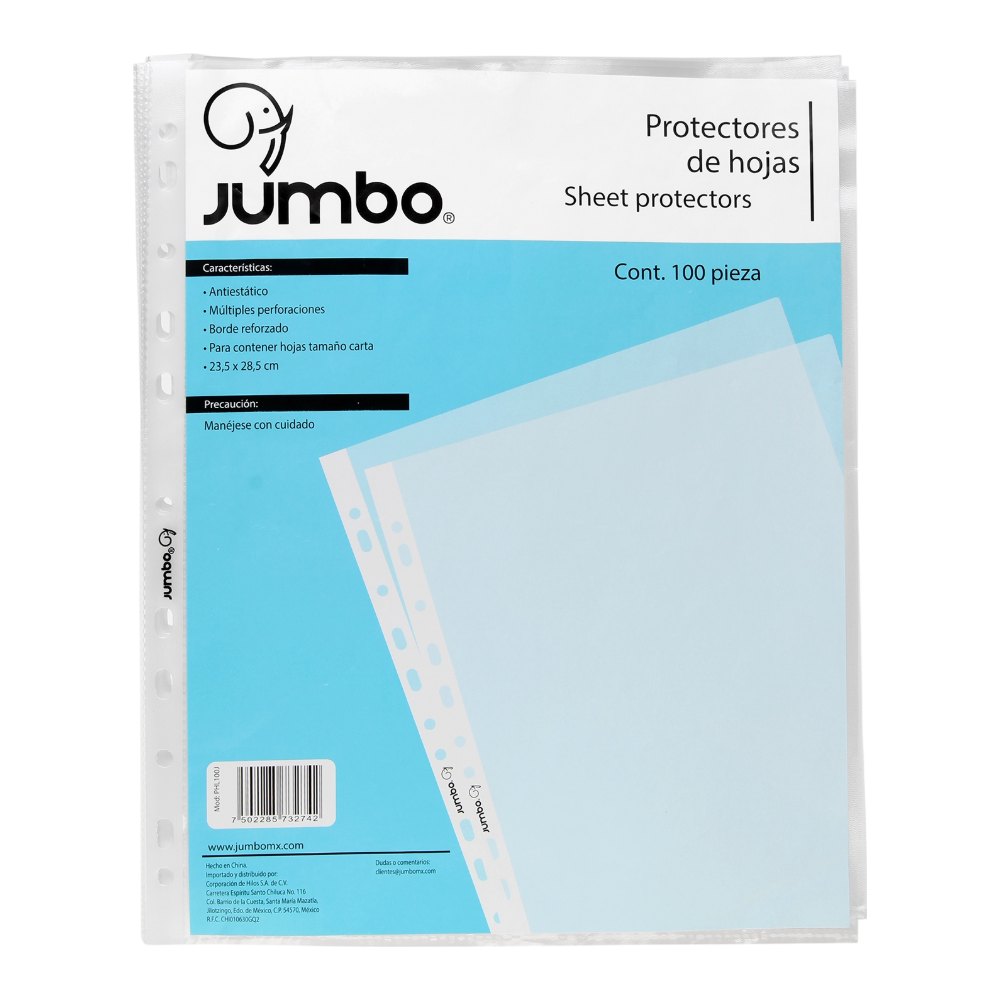 Protector de Hojas T/ Carta C/ 100 pzs Jumbo