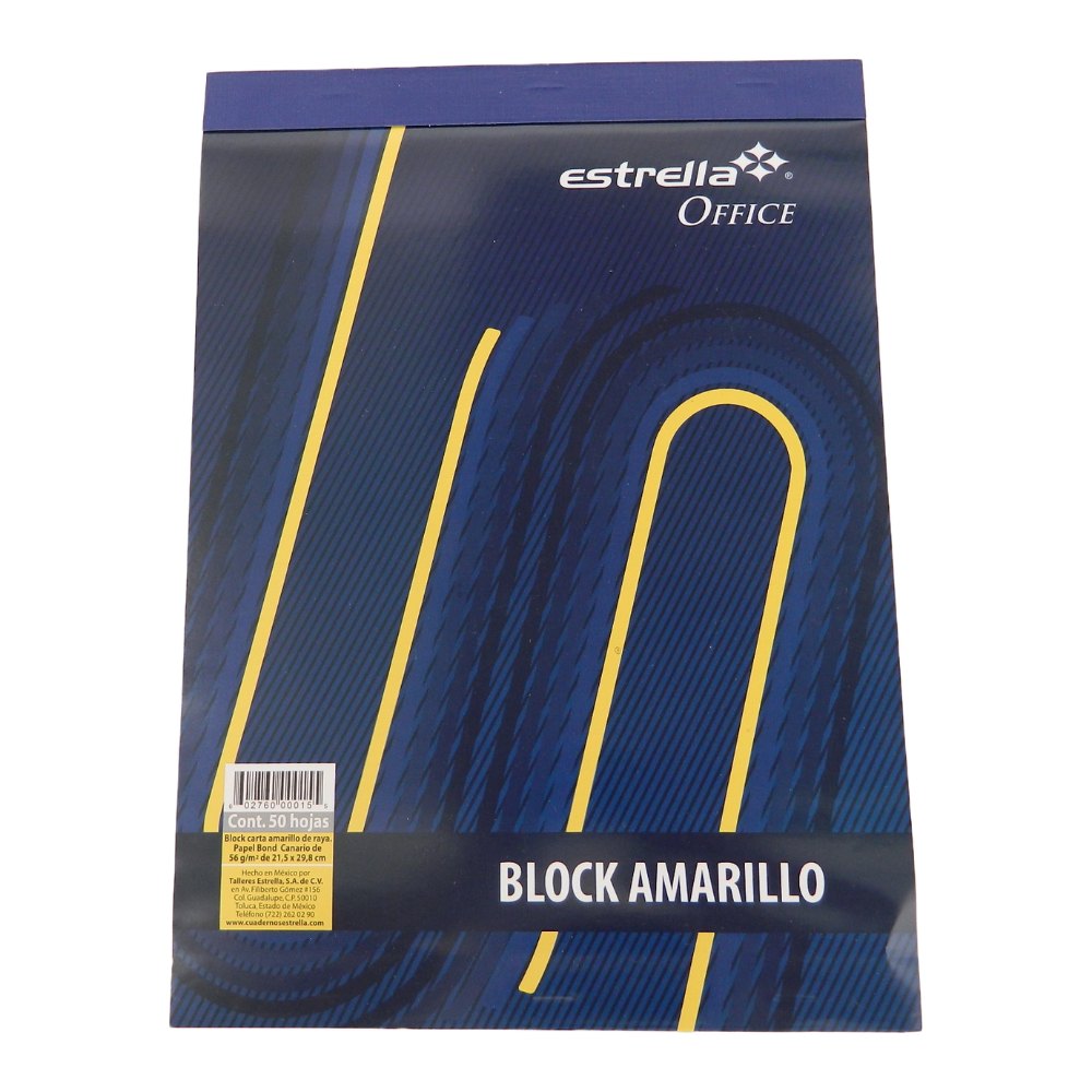 Block Amarillo Rayado T/ Carta C/ 50 hjs Estrella