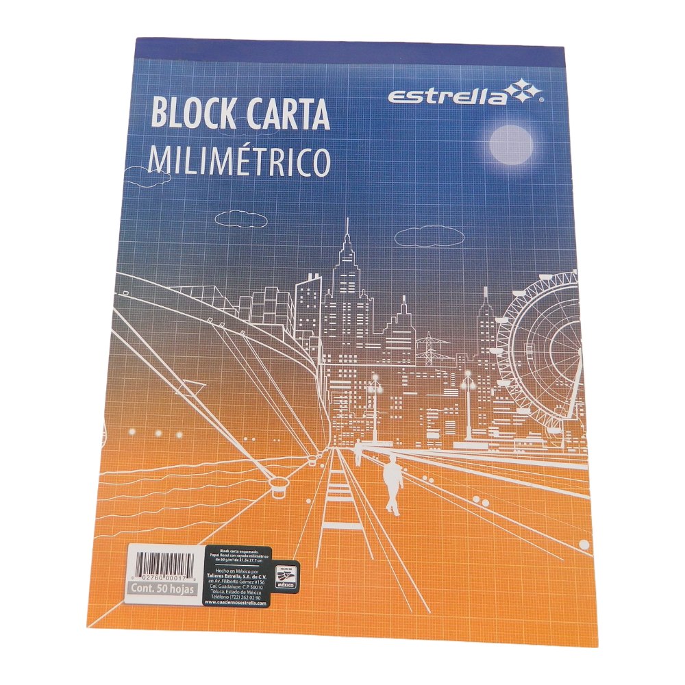 Block Milimetrico T/ Carta C/ 50 hjs Estrella