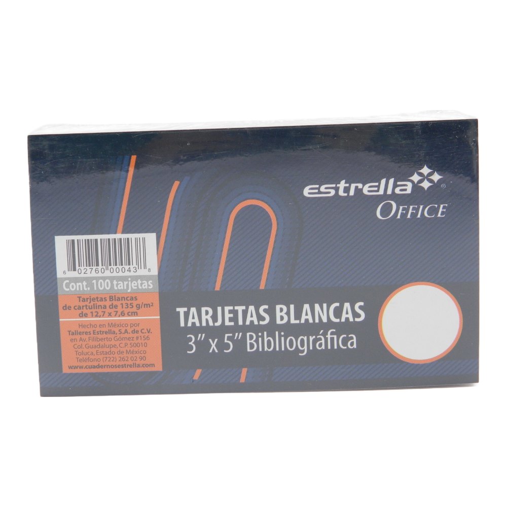 Tarjeta Blanca 3 x 5 C/ 100 pzs Estrella