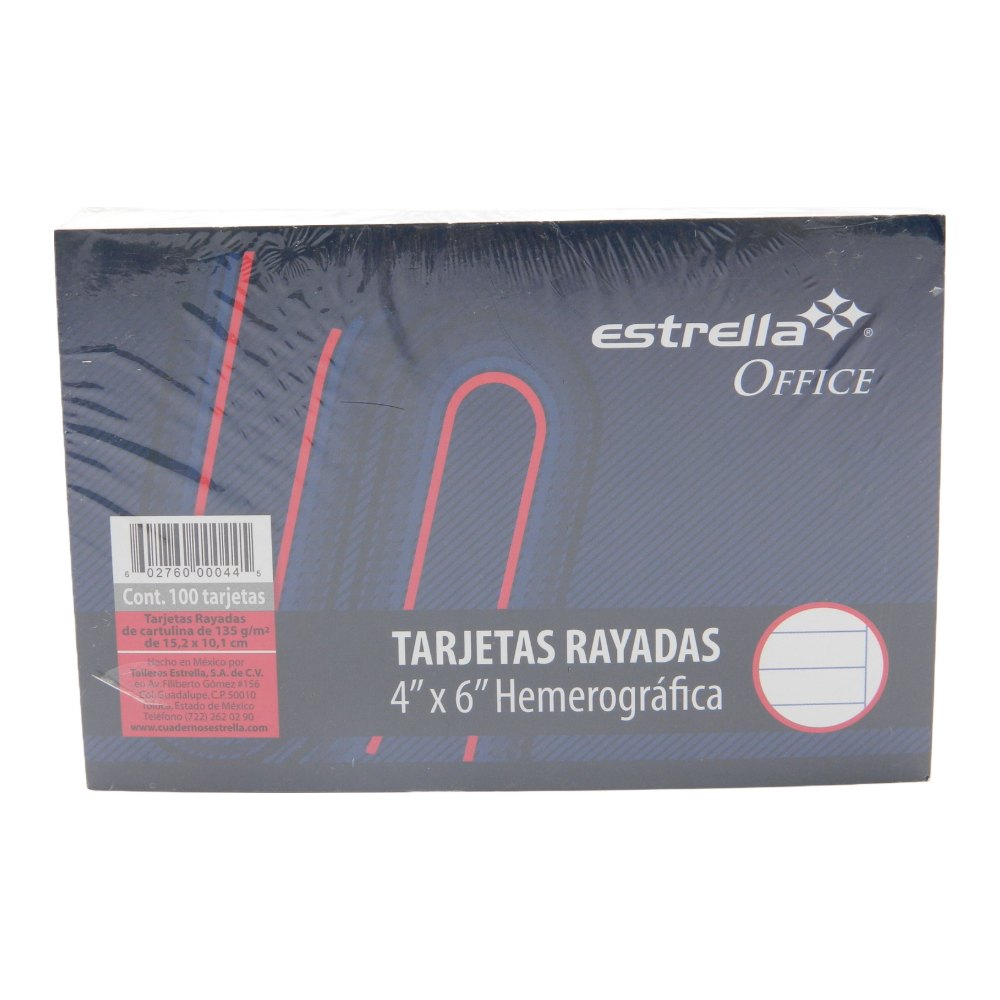 Tarjeta Rayada 4 x 6 C/ 100 pzs Estrella