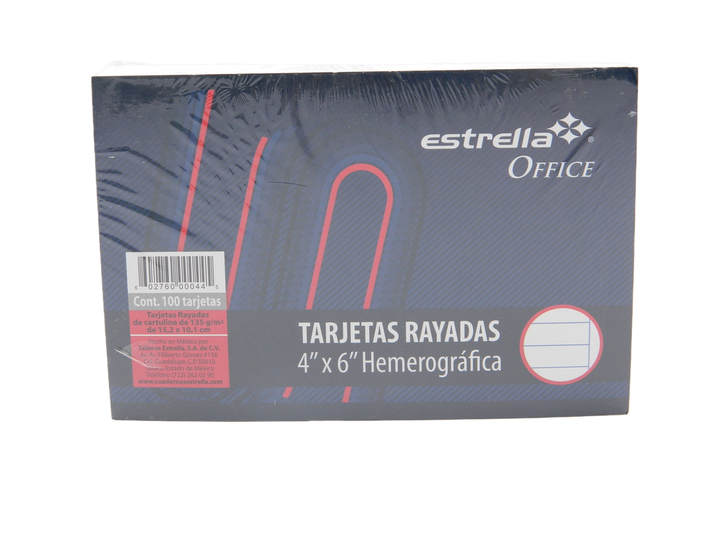 Tarjeta Rayada 4 x 6 C/ 100 pzs Estrella