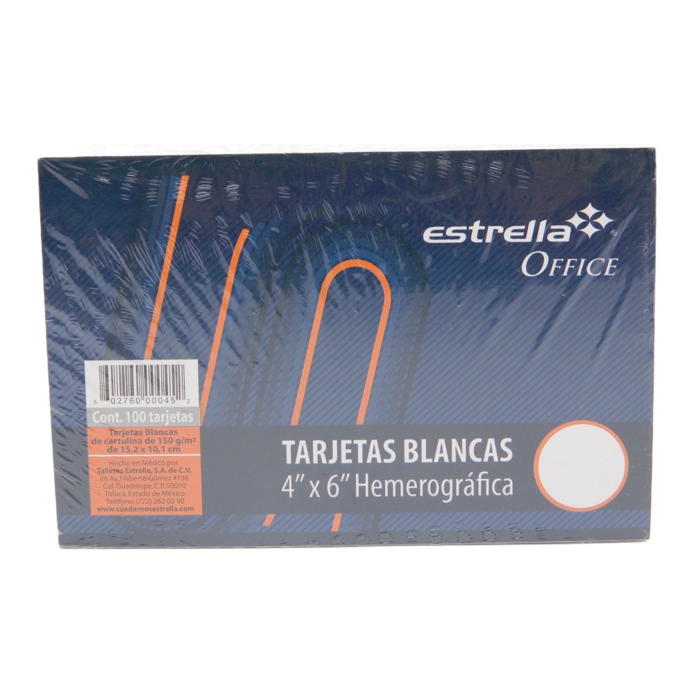 Tarjeta Blanca 4 x 6 C/ 100 pzs Estrella