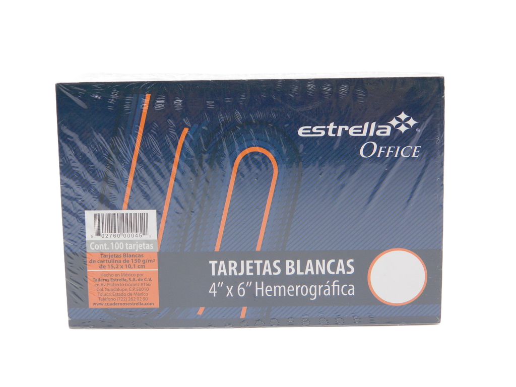 Tarjeta Blanca 4 x 6 C/ 100 pzs Estrella