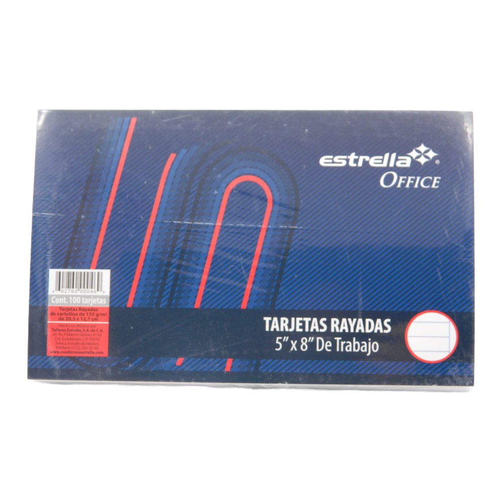Tarjeta Rayada 5 x 8 C/ 100 pzs Estrella