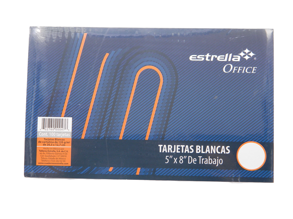 Tarjeta Blanca 5 x 8 C/ 100 pzs Estrella