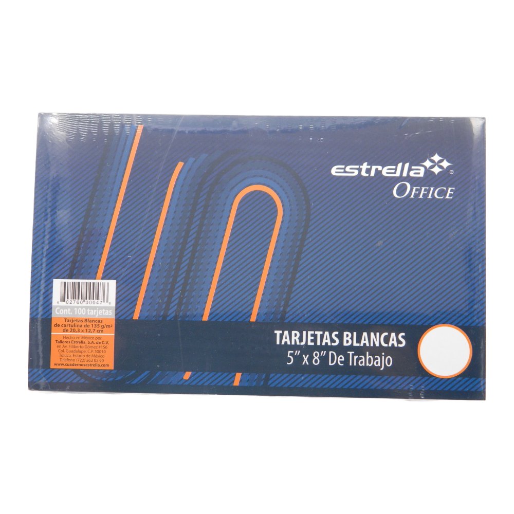 Tarjeta Blanca 5 x 8 C/ 100 pzs Estrella