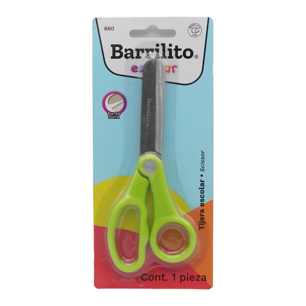 Tijera Escolar 5" Acero Inoxidable Ojo Grande B60 Barrilito