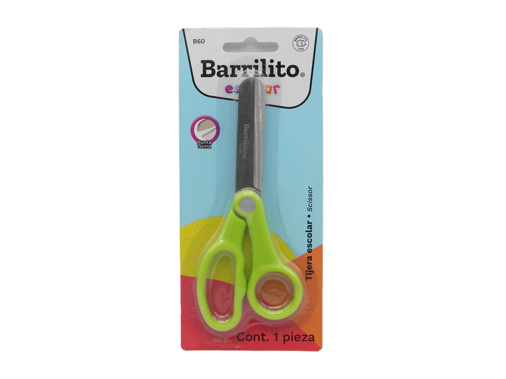 Tijera Escolar 5" Acero Inoxidable Ojo Grande B60 Barrilito