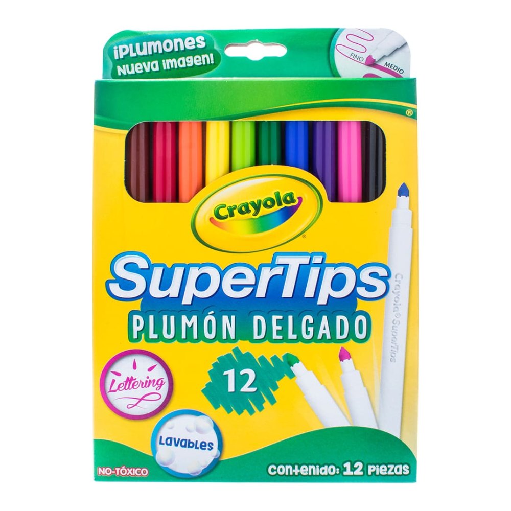 Plumones Delgados Supertips C/ 12 pzs Crayola