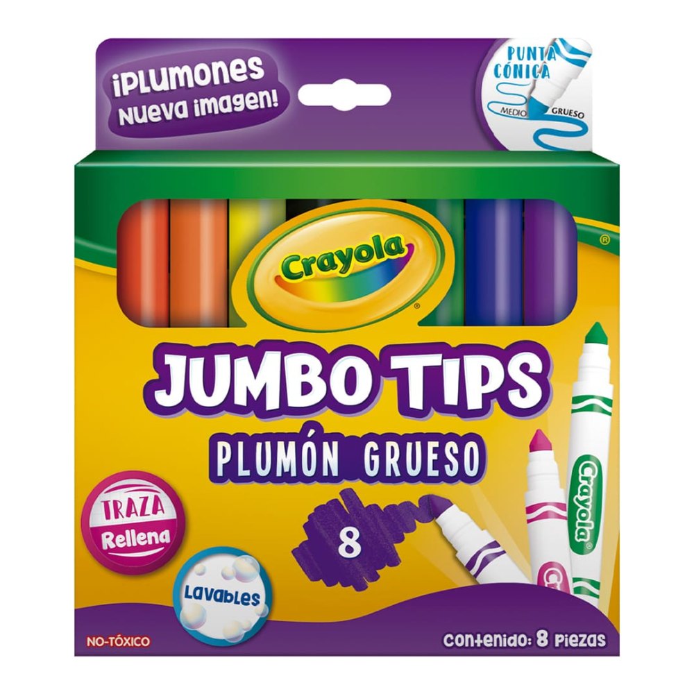 Plumones Gruesos Jumbotips C/ 8 pzs Crayola
