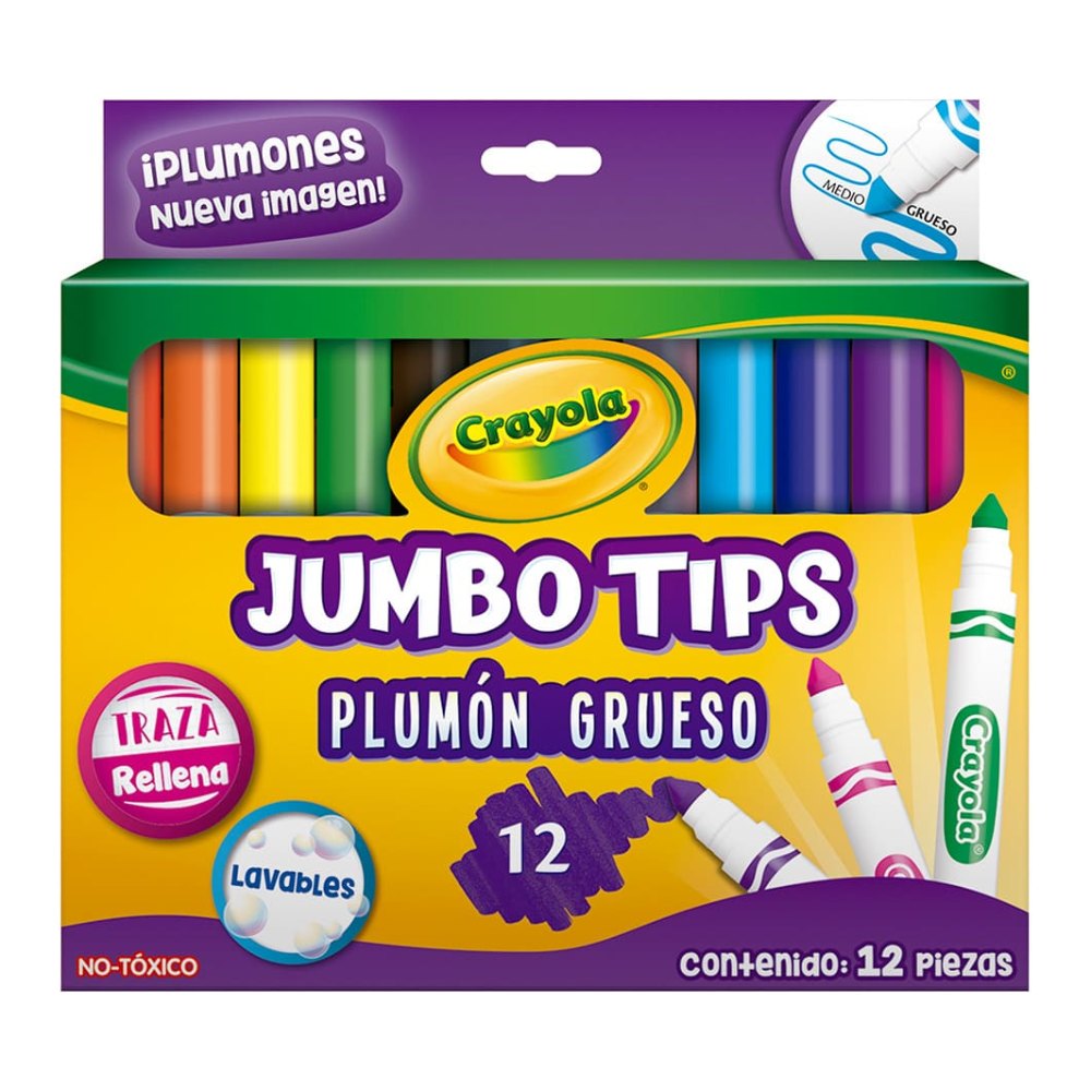 Plumones Gruesos Jumbotips C/ 12 pzs Crayola