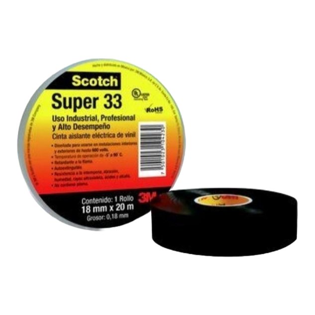 Cinta Aislante Negra Plastico Super 33 18 x 20 mts 3M