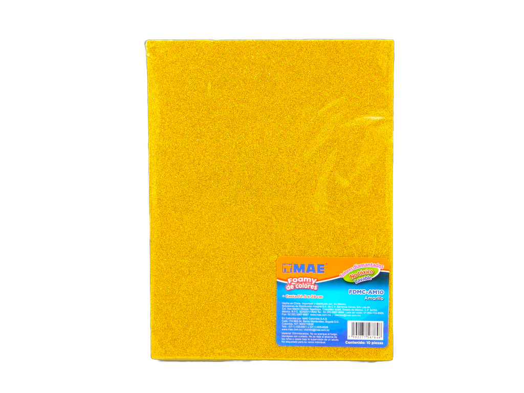 Foamy Diamantado T/ Carta Amarillo C/ 10 pzs Mae