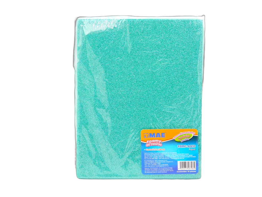 Foamy Diamantado T/ Carta Azul Aqua C/ 10 pzs Mae