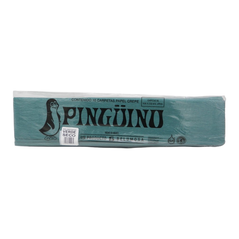 Papel Crepe Pingüino Verde Seco C/ 10 pzs Belumosa