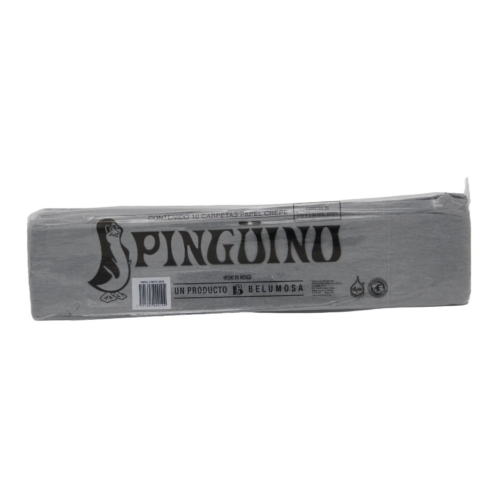 Papel Crepe Pingüino Gris C/ 10 pzs Belumosa