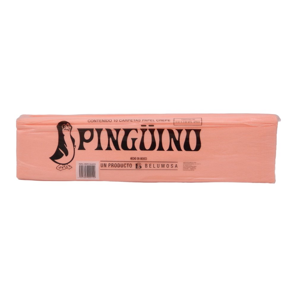 Papel Crepe Pingüino Salmon C/ 10 pzs Belumosa