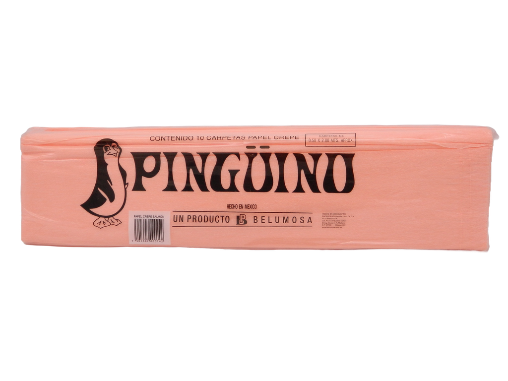 Papel Crepe Pingüino Salmon C/ 10 pzs Belumosa