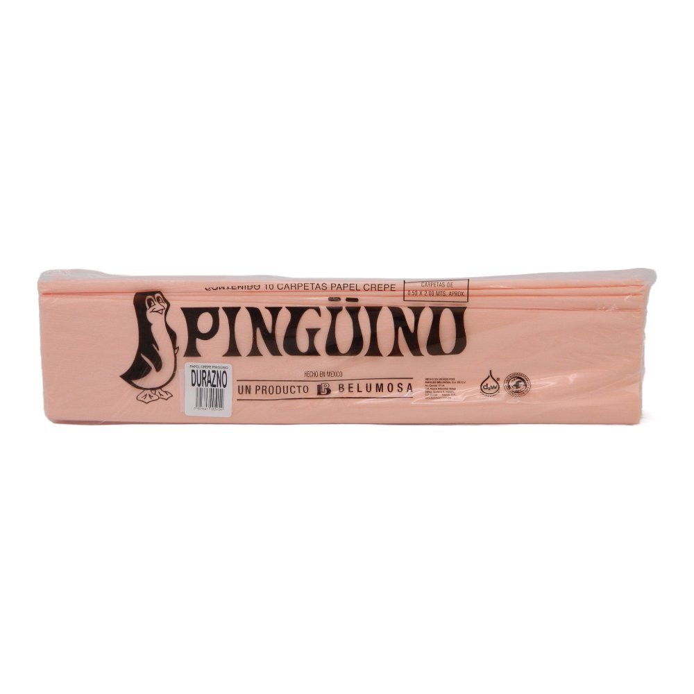 Papel Crepe Pingüino Durazno C/ 10 pzs Belumosa