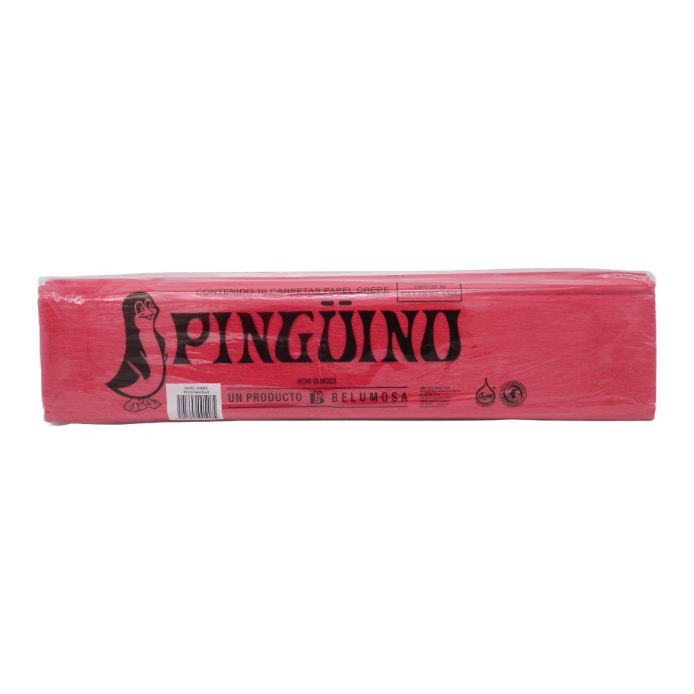 Papel Crepe Pingüino Rojo Navidad C/ 10 pzs Belumosa