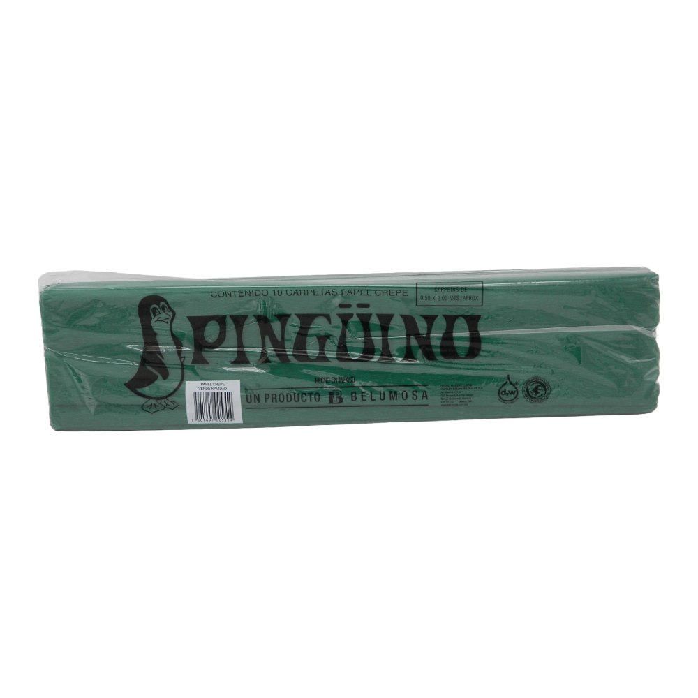 Papel Crepe Pingüino Verde Navidad C/ 10 pzs Belumosa