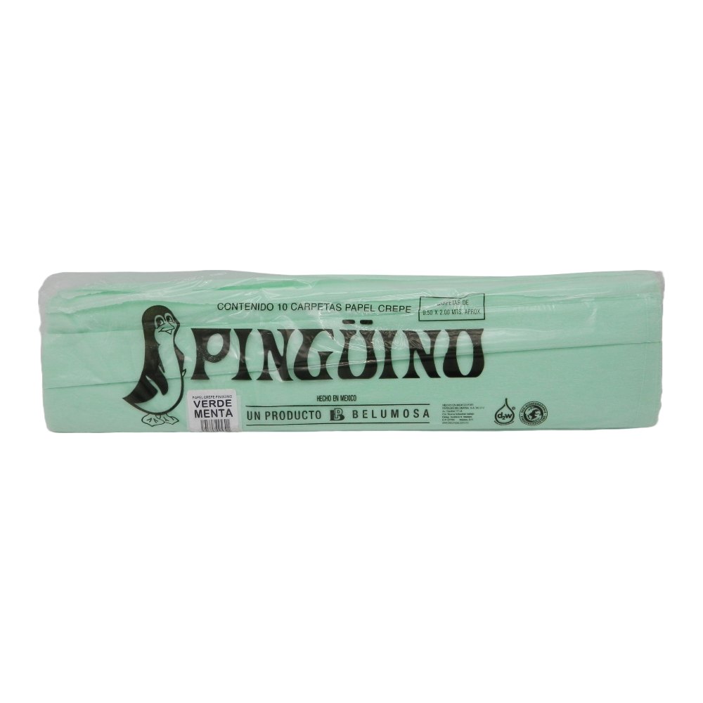 Papel Crepe Pingüino Verde Menta C/ 10 pzs Belumosa